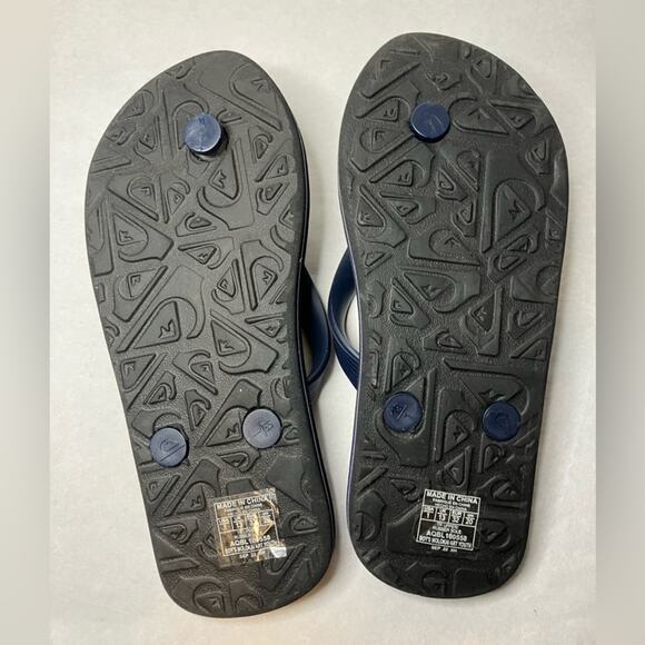 New Quicksilver Blue and Yellow‎ Flip Flops Size summer Hawaii pool shoes - Picture 2 of 3